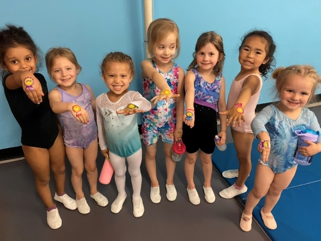 Young tumbling students